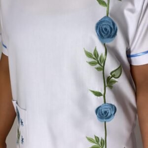 White w Tabriz  baby blue flower ( By Order )